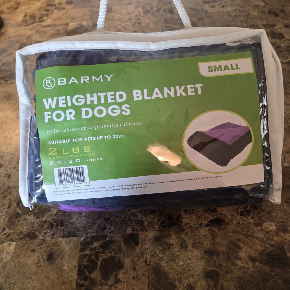 BARMY Weighted Dog Blanket 24"x30" up to 22lb pet removable cover relax calm NIB